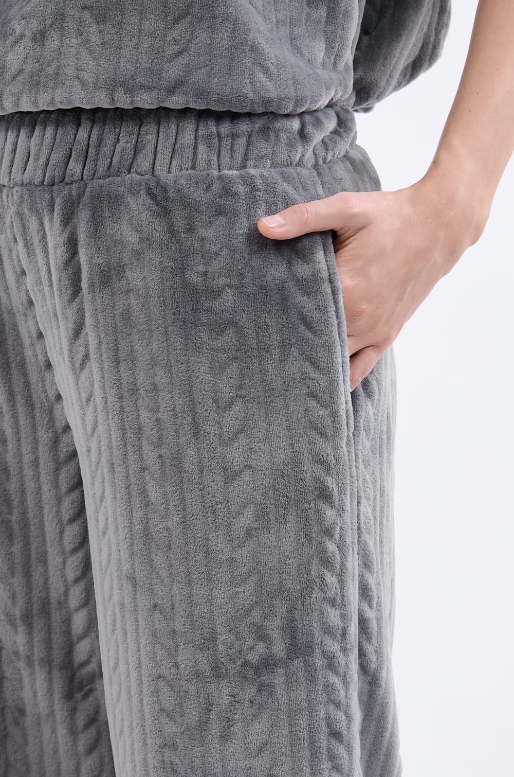 Pantalon de pyjama effet velours;${refinementColor}