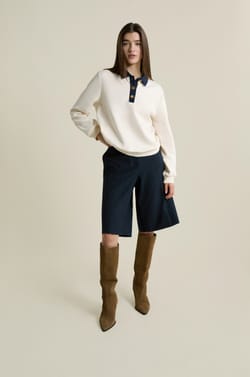 Sweatshirt bicolore col polo;${refinementColor}