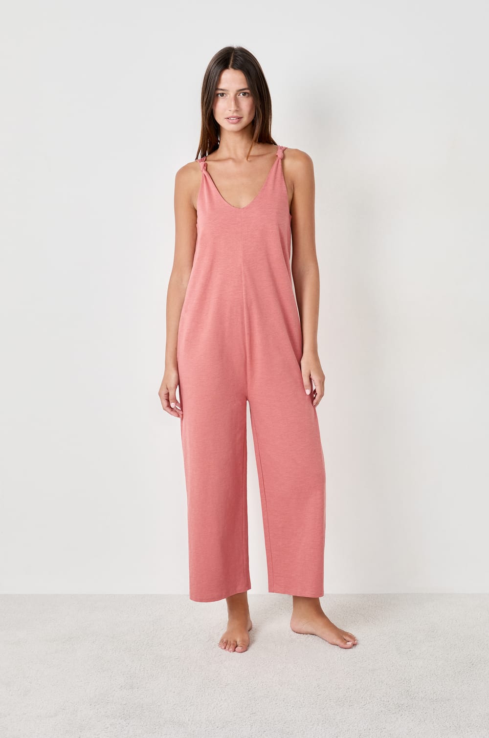 Loose Cotton Pajama Jumpsuit;${refinementColor}