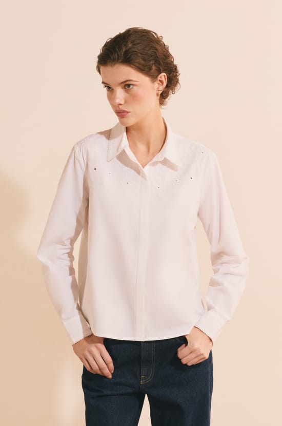 Chemise avec broderie en coton;${refinementColor}