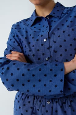 Cotton Pyjama Shirt with Polka Dots;${refinementColor}