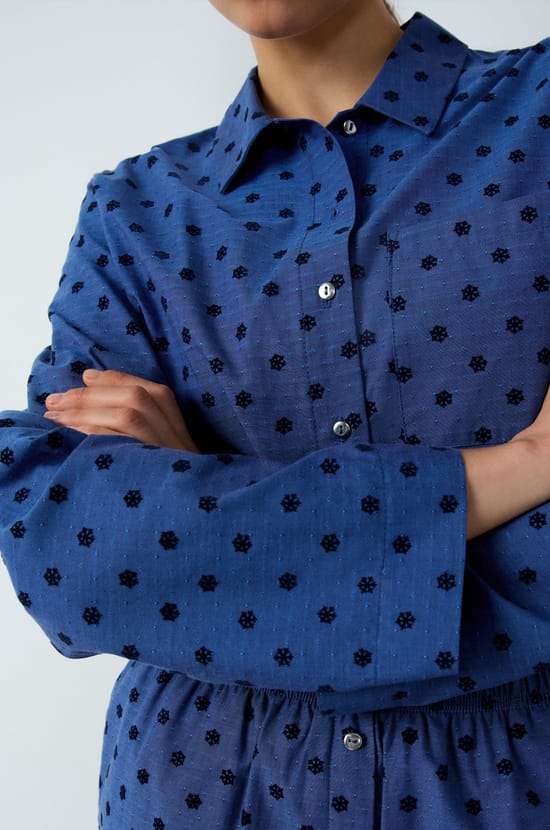 Chemise de pyjama en coton à pois;${refinementColor}