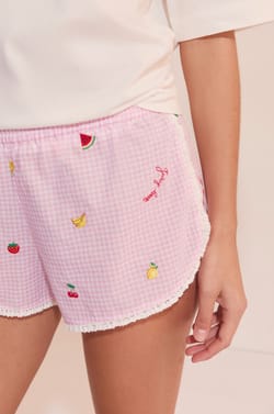 Short de pyjama en coton &agrave; motifs fruits;${refinementColor}