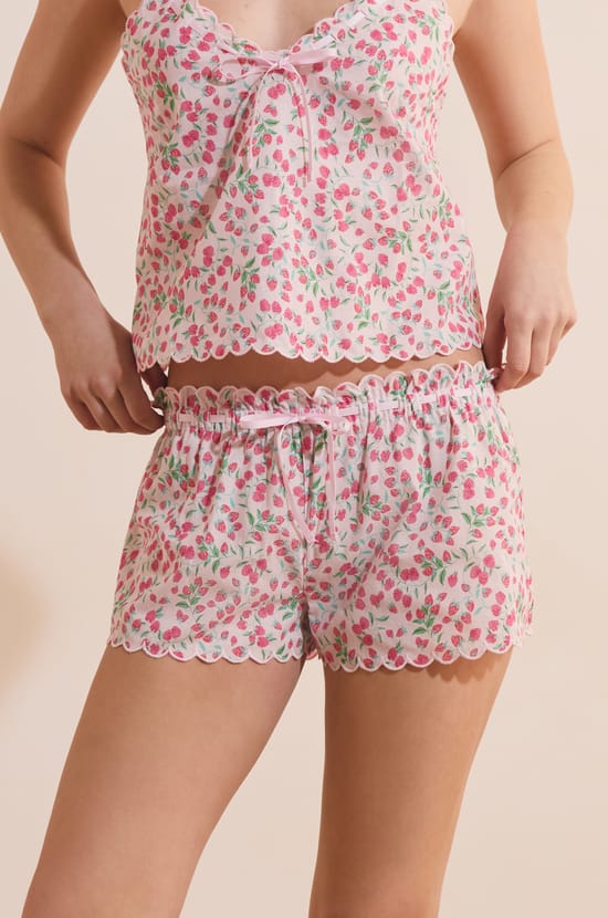 Pantal&oacute;n corto de pijama estampado de algod&oacute;n;${refinementColor}