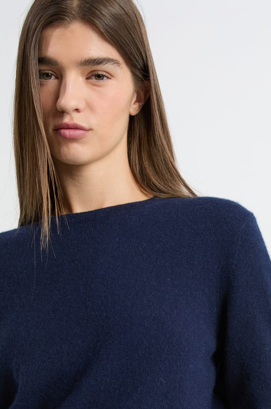 Pull col rond en cachemire;${refinementColor}