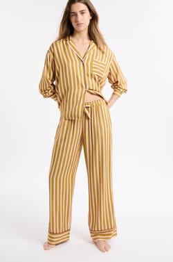 Pantalon de pyjama bicolore &agrave; rayures;${refinementColor}