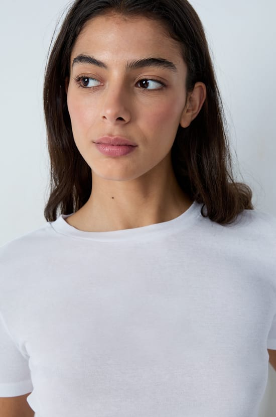Ribbed cotton short-sleeved T-shirt;${refinementColor}