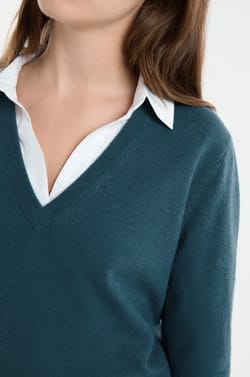 Pullover mit V-Ausschnitt aus Wolle;${refinementColor}