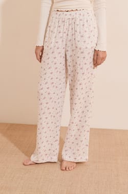 Pantalon de pyjama &agrave; motifs en coton;${refinementColor}