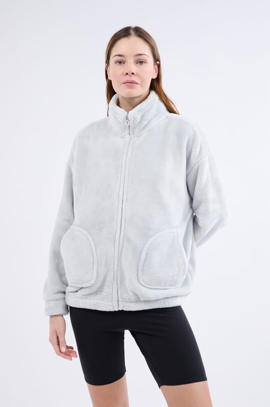 Veste de pyjama &agrave; manches longues effet polaire;${refinementColor}