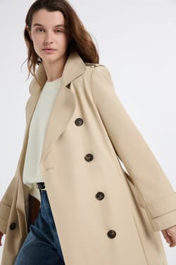 Long Trench Coat with Belt with Cotton;${refinementColor}