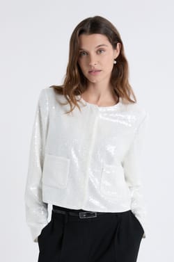 Short Sequin Jacket;${refinementColor}