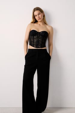 Embroidered Tulle Bustier Corset;${refinementColor}