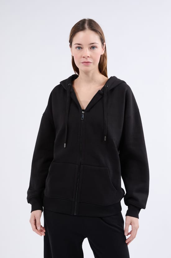 Long-sleeved hooded cardigan;${refinementColor}