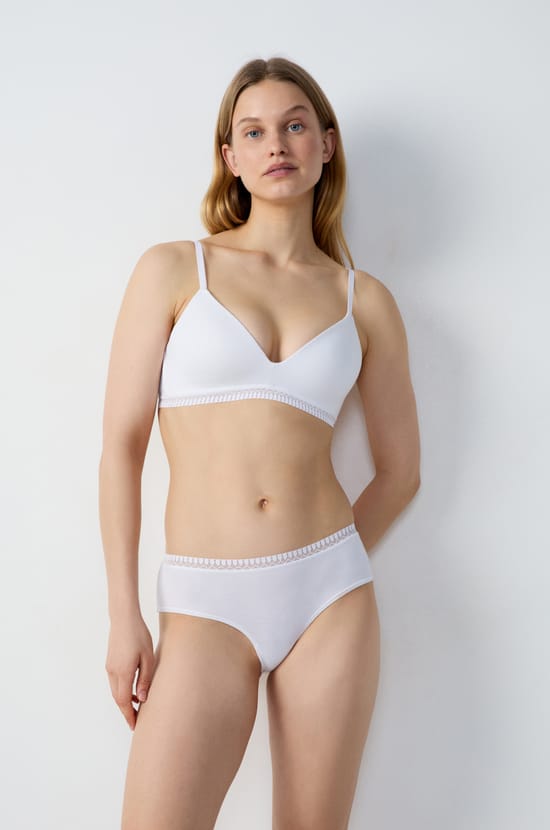 Soutien-gorge sans armatures coques fines en coton;${refinementColor}