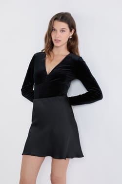 Long Sleeve Velvet Bodysuit;${refinementColor}