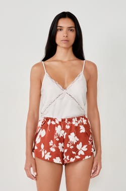Short de pyjama satin&eacute; &agrave; imprim&eacute;s;${refinementColor}