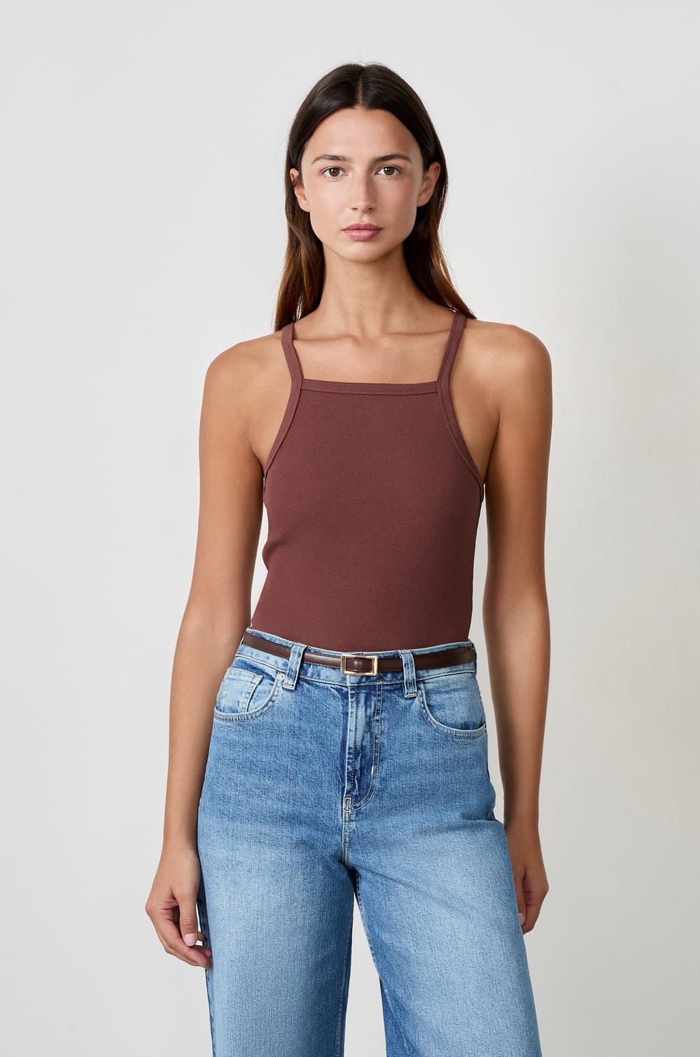 Débardeur côtelé en coton;${refinementColor}