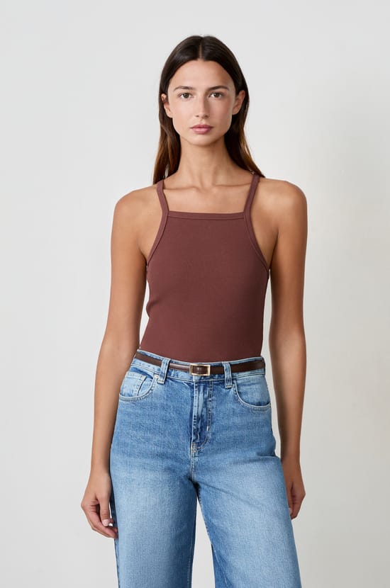 Débardeur côtelé en coton;${refinementColor}