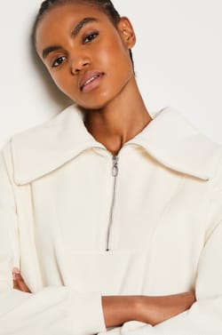 Ribbed pyjama sweatshirt with trucker collar;${refinementColor}