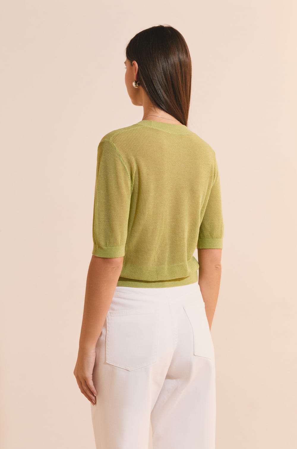 Pull manches courtes ajour&eacute;;${refinementColor}