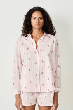 Cotton pyjama shirt with patterns;${refinementColor}
