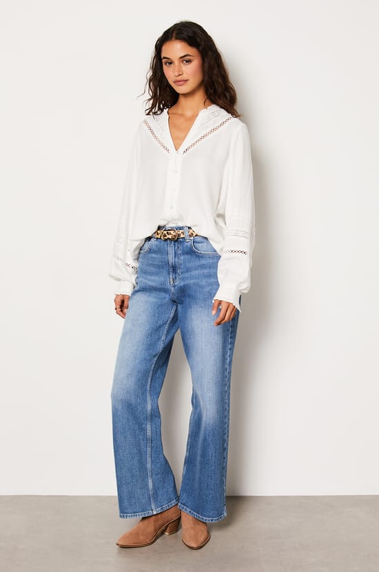 Chemise fluide boutonnée brodée;${refinementColor}