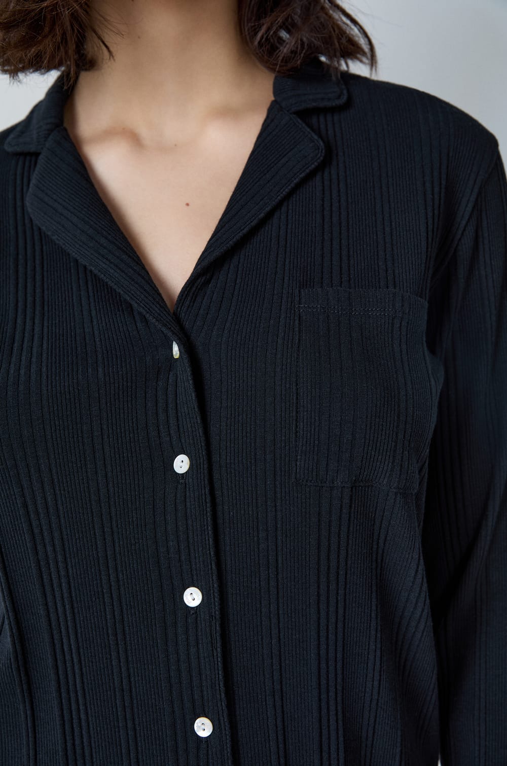 Ribbed Richelieu Pyjama Shirt;${refinementColor}