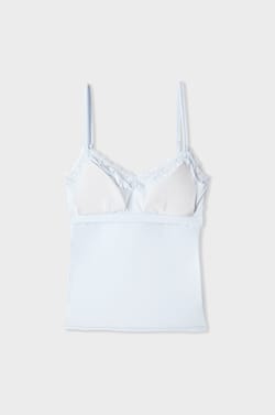 Camisole in Microfibre and Lace with Integrated Bralette;${refinementColor}