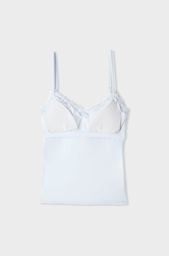 Camisole in Microfibre and Lace with Integrated Bralette;${refinementColor}