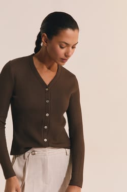 Ribbed Cotton Cardigan;${refinementColor}