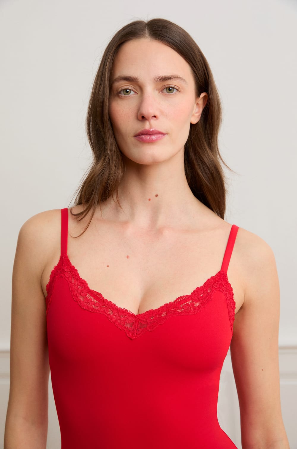 Bodysuit in Microfiber with Lace Details;${refinementColor}