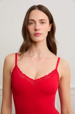 Bodysuit in Microfiber with Lace Details;${refinementColor}