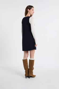 Knit dress with buttons;${refinementColor}