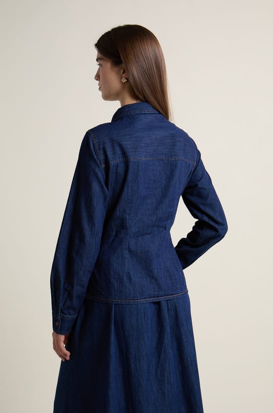 Chemise en jean style cache-coeur;${refinementColor}