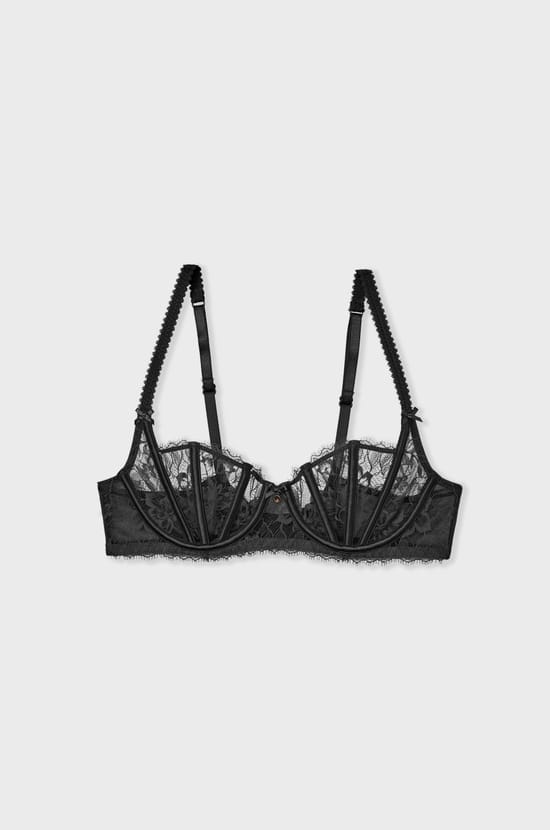 Balconette bra in tulle and satin;${refinementColor}