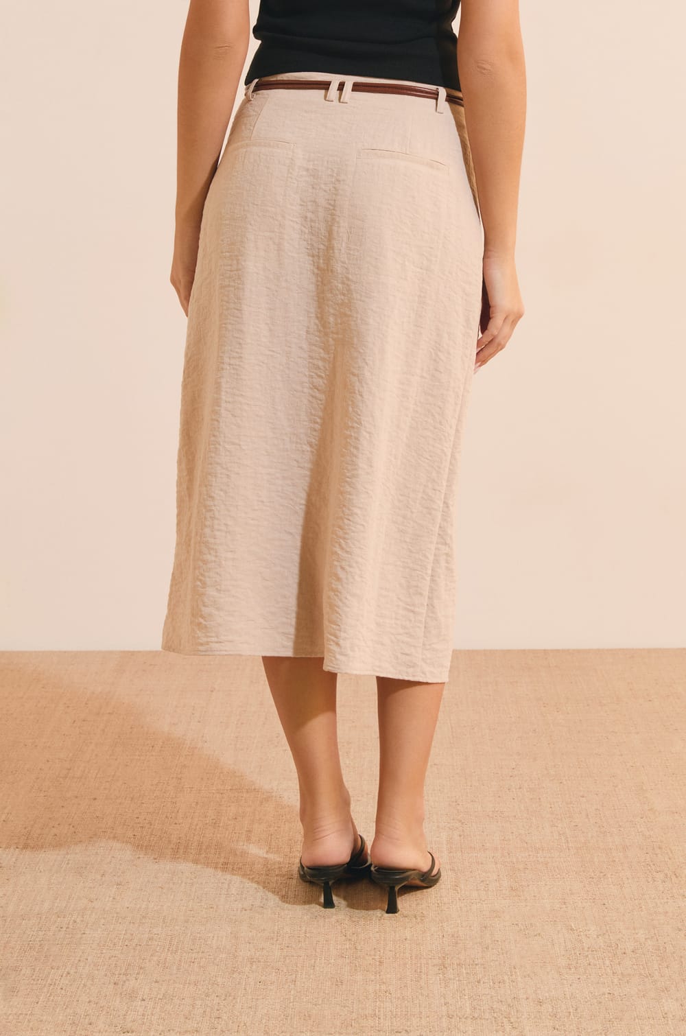 Jupe midi &agrave; fente;${refinementColor}