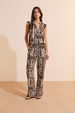 Top &agrave; manches volant&eacute;es &agrave; motifs;${refinementColor}