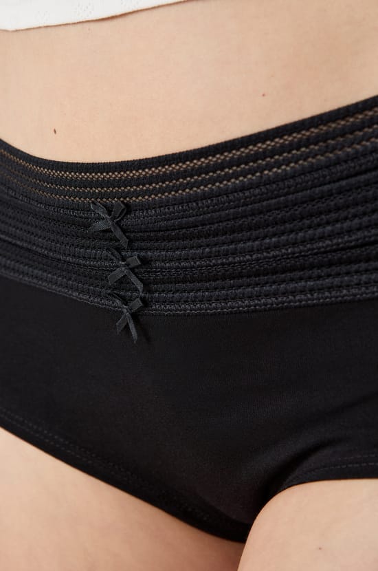 Pack of 3 cotton and lace boyshorts;${refinementColor}