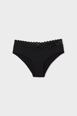 V-shape Hipster in Microfibre and Lace;${refinementColor}