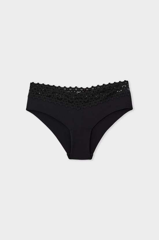 V-shape Hipster in Microfibre and Lace;${refinementColor}