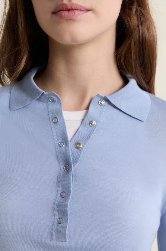 Long-sleeved polo 100% wool;${refinementColor}