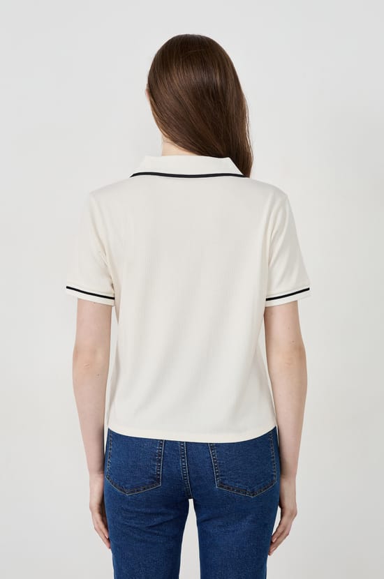 Short-sleeved cotton polo shirt;${refinementColor}