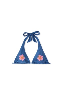 Bikini Top with Tie Detail and Floral Motifs;${refinementColor}