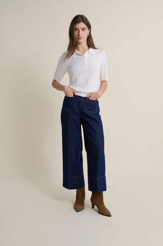 Short-sleeved Polo Neck Sweater;${refinementColor}