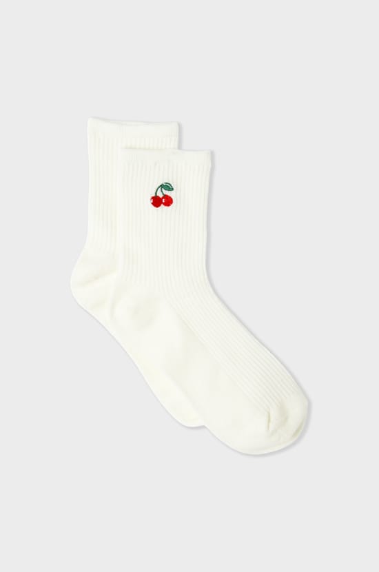 Chaussettes cotel&eacute;es avec coton &agrave; motif cerise;${refinementColor}