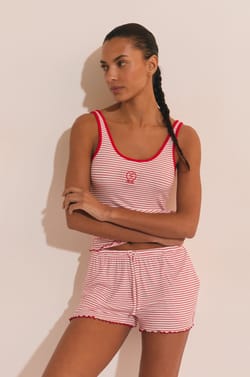 Short de pyjama &agrave; rayures;${refinementColor}