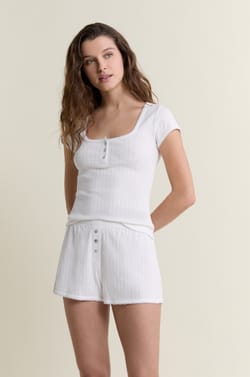 Camiseta de pijama de manga corta con punto calado;${refinementColor}