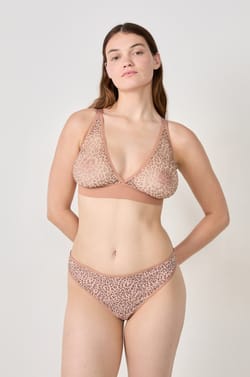 Wireless triangle bra leopard tulle;${refinementColor}