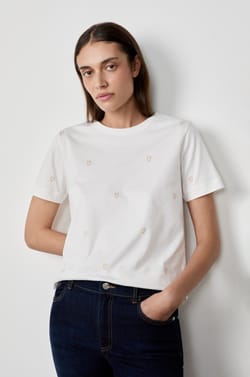 T-shirt manches courtes imprim&eacute; c&oelig;urs en coton;${refinementColor}